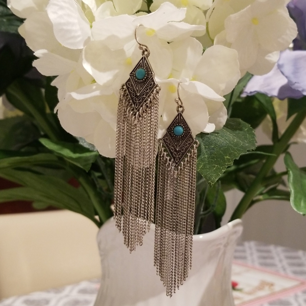 Vintage Bohemian Dangle Silver Earrings